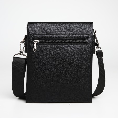 Male bag over the shoulder, Textura, external pocket, black color-1