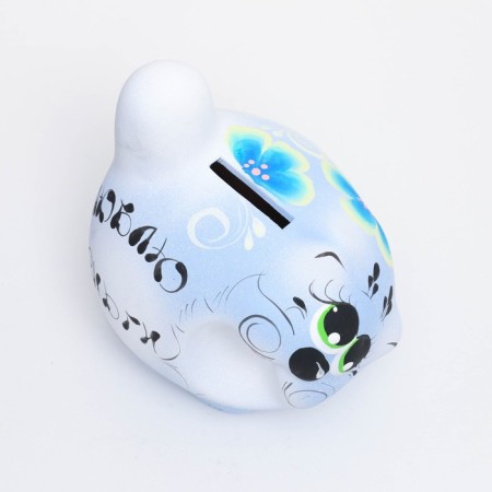 Pig a piggy bank "Cat tail pipe" 14cm, blue, mix-3
