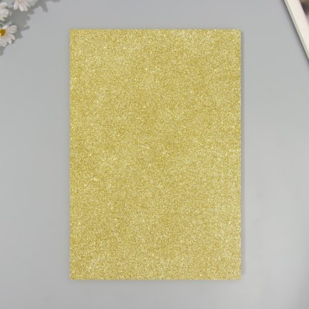 A set of glitter foamiran (5 sheets) 2 mm, 20x30 cm, light golden-3