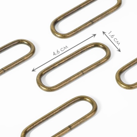 Ring for bags, oval, 44 ± 2 mm × 16 mm, thickness - 3 mm, antique color