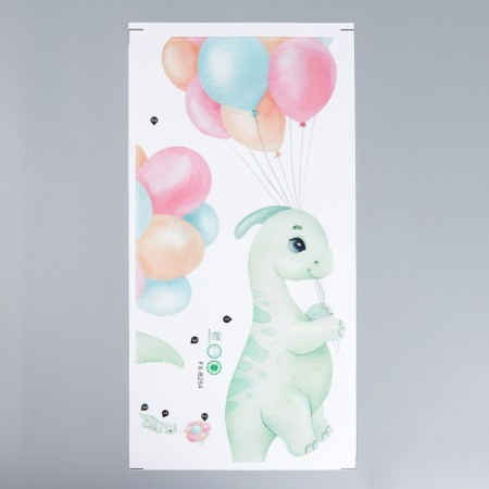 Stick plastic interior color "Green dinosaur with balloons" 30x60 cm-1