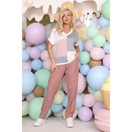 Female trousers, size 50, pink color-1