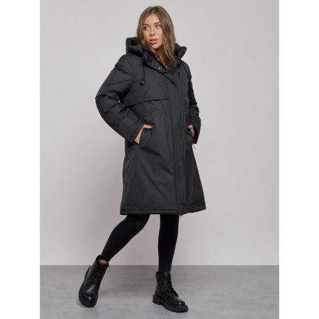 Coat insulated winter female, size 48, black color-2
