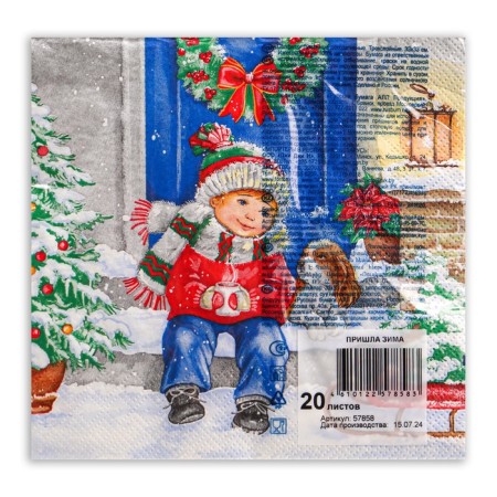 New Year's napkins are paper art bouquet “Winter”, 3 layers, 33x33 cm, 20 pcs.-2