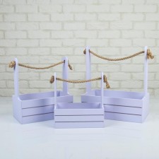 A set of wooden pots 3 in 1 (29 × 18 × 33; 25 × 15 × 30; 21 × 12 × 23) 