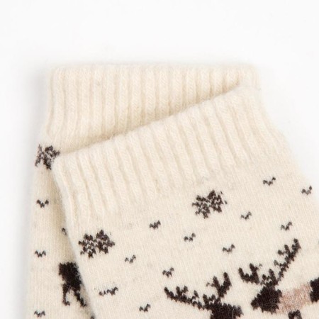 Women's socks from Mongolian wool, chocolate/deer color, size 23 (34-36)-1