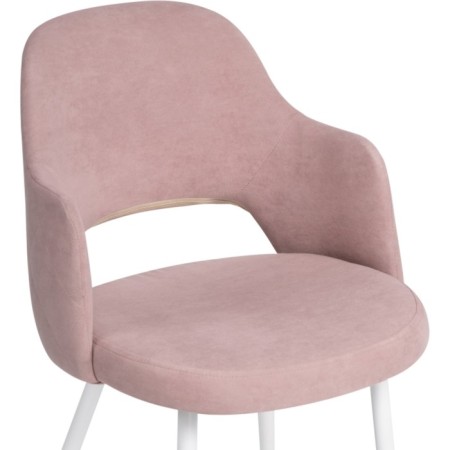 Stol on a metal frame Gutrids metal/velor, white/pink 51x56x82 cm-5