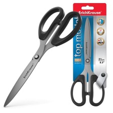 Scissors Erichkrause Top Model, 21 cm, blister, increased thickness of blades, black