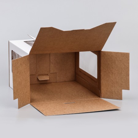 Box for cake 2 windows, with handles, white, 30 x 30 x 20 cm-3