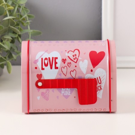 Casket metal mailbox "Romance" pink 13.3x8x9.5 cm-2
