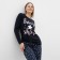 Homemade female set (jumper and trousers), dark blue color, size 48