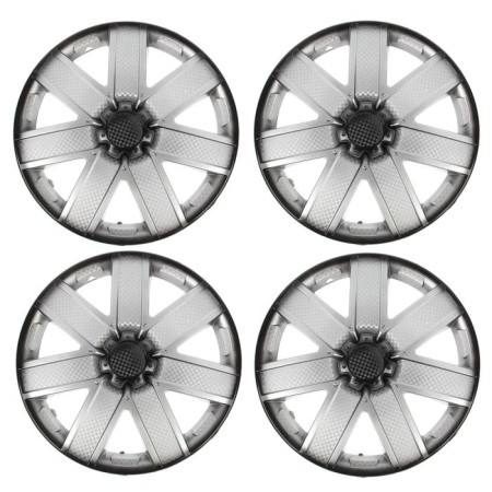 Wheel caps R14 "Galaxi", silver-black carbon