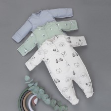 Kinderlitto Slavic Combine Slip “Soft Cotton”, on a zipper, height 50-56 cm, 3 pcs