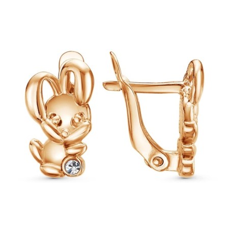 Earrings "Bunny", cute, pink gilding, white color