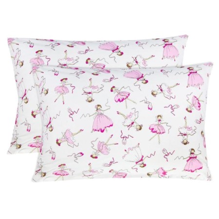 A set of pillowcases, size 40x60 cm, ballerina print, white color - 2 pcs.
