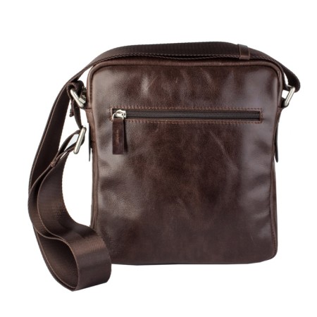 Male bag, lightning department, 2 outer pockets, adjustable belt, brown color-1