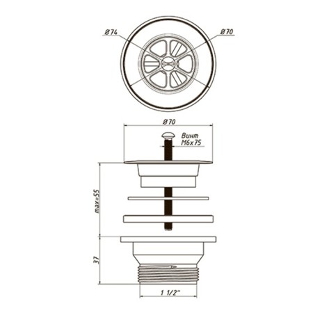 ORIO A-7004-2, 1 1/2 ", with a plastic grill d = 70 mm-4