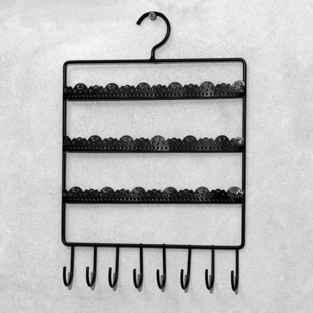 Organizer wall -mounted "lace" 3 rows of 8 hooks, 22 × 2 × 32 cm, black color-2