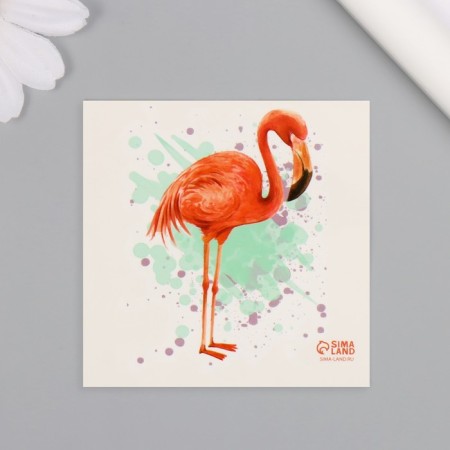 Tattoo on the body color "watercolor. Flamingo" 6x6 cm-3