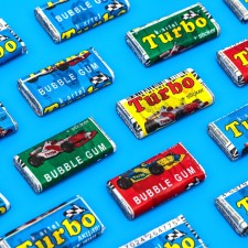 Chewing gum Turbosport Racing, with the taste of melon, watermelon, apple, peach, 20 pcs 4.5 g