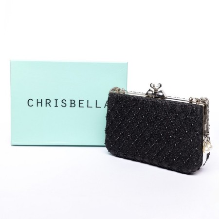 Female clutch, eco -leather, chrisbella black, 19x5x12 cm-1