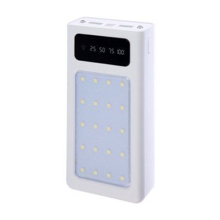 External battery 486, 20,000 mAh, Type-C/Lightning/MicroUSB cables, lantern, white-1