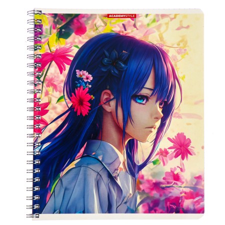 A notebook of 60 sheets in a cage on the crest "Girl Spring", cover Combined Cardboard, Uf-Loks, Mix-3