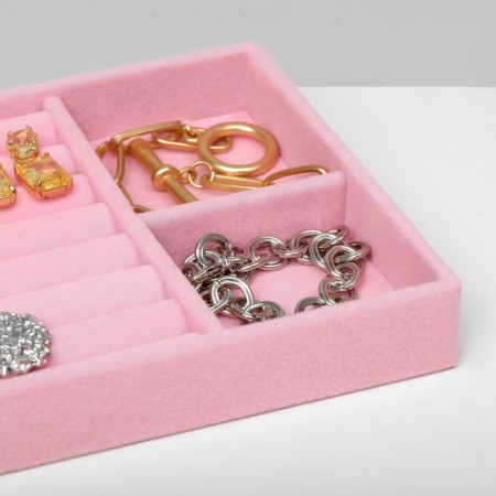 A stand for decorating 4 places and 7 strips for rings, 21 × 12.3 × 2.3 cm, pink color-1