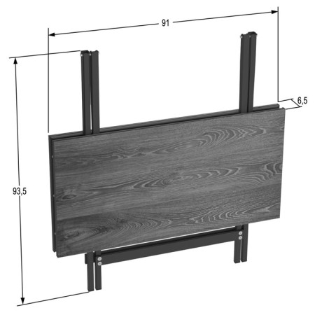 Folding table "Lunge Quadro", 910 × 910 × 750 mm, DPP gray / frame metal black matte-3