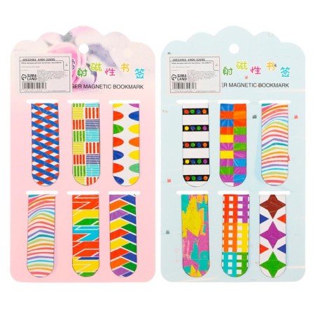 A set of magnetic bookmarks for books 6 pieces abstraction 60*19mm mix Calligrata