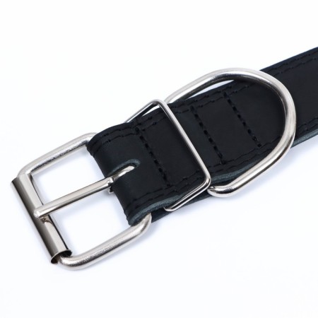 Collar of two-layer leather on suede, 3.5 cm, osh 41-51 cm, black-4
