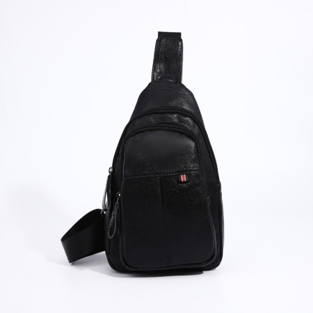 Male sling bag, artificial leather, black color-1
