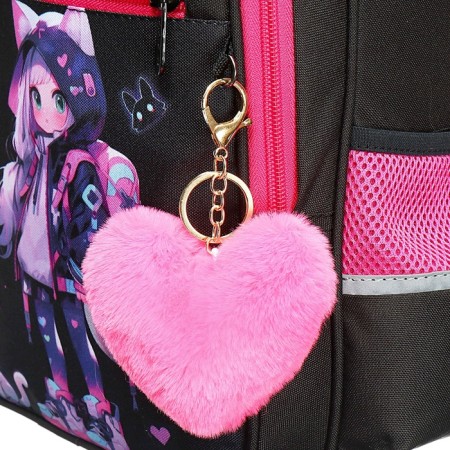 School backpack, 40 x 33 x 19 cm, ergonomic back, Stavia "anime", black/purple-10
