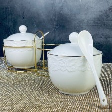 Sugar of sugarmen Lenardi “White Rose”, with spoons, on a stand, 350 ml, 2 pcs