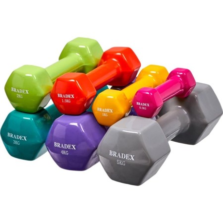Rubberized dumbbell bradex SF 0537, purple, 4 kg-4