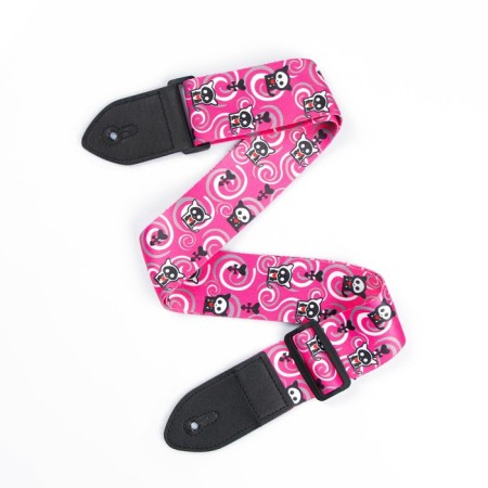 Guitar belt, pink, cats, length 60-117 cm, width 5 cm-1