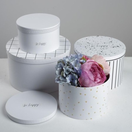 Set of boxes 4 in 1, gift packaging, “Be happy”, 16 x 16 x 10 - 25 x 25 x 15 cm-1