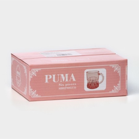 Set of glass piles Puma, 25 ml, 6 pcs, pink color-4