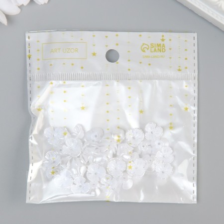 Beads for creativity plastic "Busy Hat" white with silver set of 50 pcs 1x1x0.5 cm-3