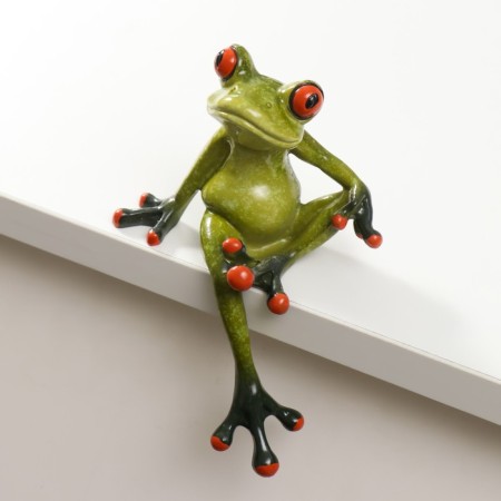 Souvenir Polystone varnish on the frog's shelf sits 14.8x9.5x5.5 cm-2