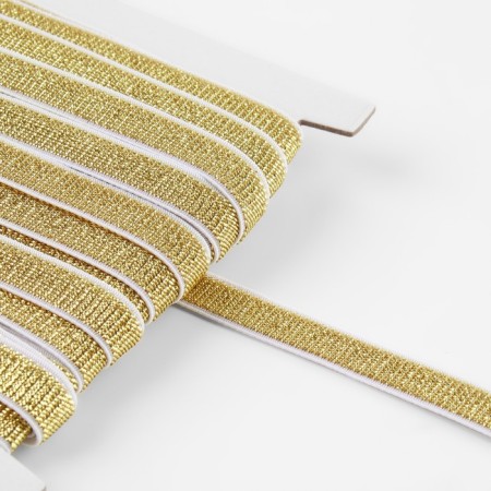 Gum with glitter, 10 mm, 10 ± 1 m, white/gold color