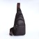 Male sling bag, artificial leather, headphone opening, brown color