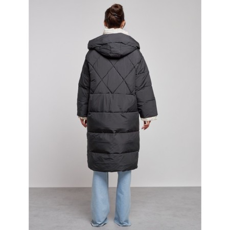 Coat insulated winter female, size 48, black color-3