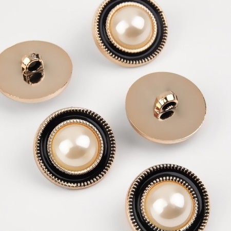 A set of buttons on the leg, d = 25 mm, 5 pcs, pearl/black color-1