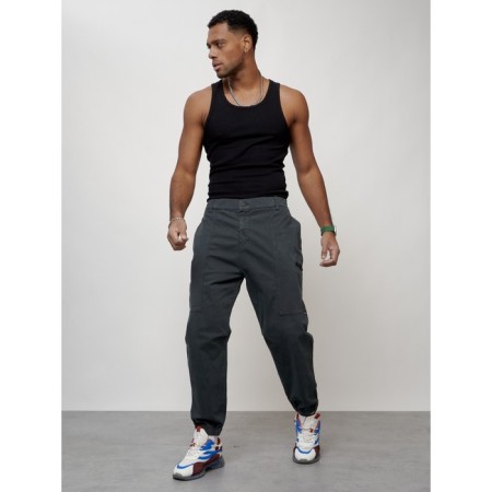 Cargo jeans men, size 46-48, dark gray color-9