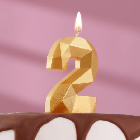 Candle in the Almaz cake number 2 gold, 6.5 cm