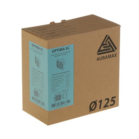 Exhaust Auramax Optima 5s, 175x175 mm, d = 125 mm, 220–240 V, with a check valve-4
