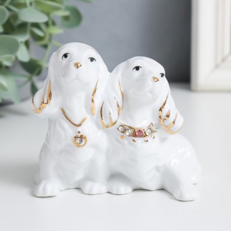 Souvenir Ceramics "Dog breed spaniel" White, rhinestones 8.2x9.3x7.3 cm