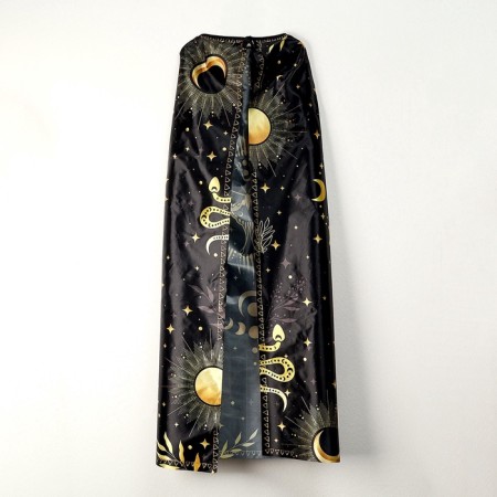 Carnival set "Lunar Witch": raincoat 120 cm, hat, gloves, wand-3