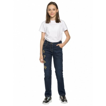 Pants for girls, height 134 cm, dark blue color